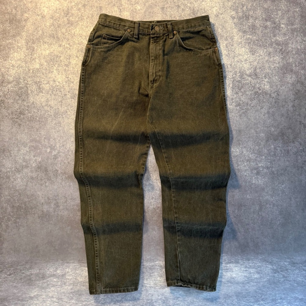Vintage Wrangler‎ Mens Green Denim Jeans 34x32 Made in USA 100% Cotton Pants